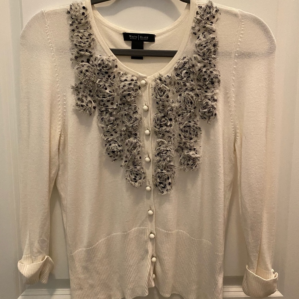 WHBM White & Black Button Down Cardigan